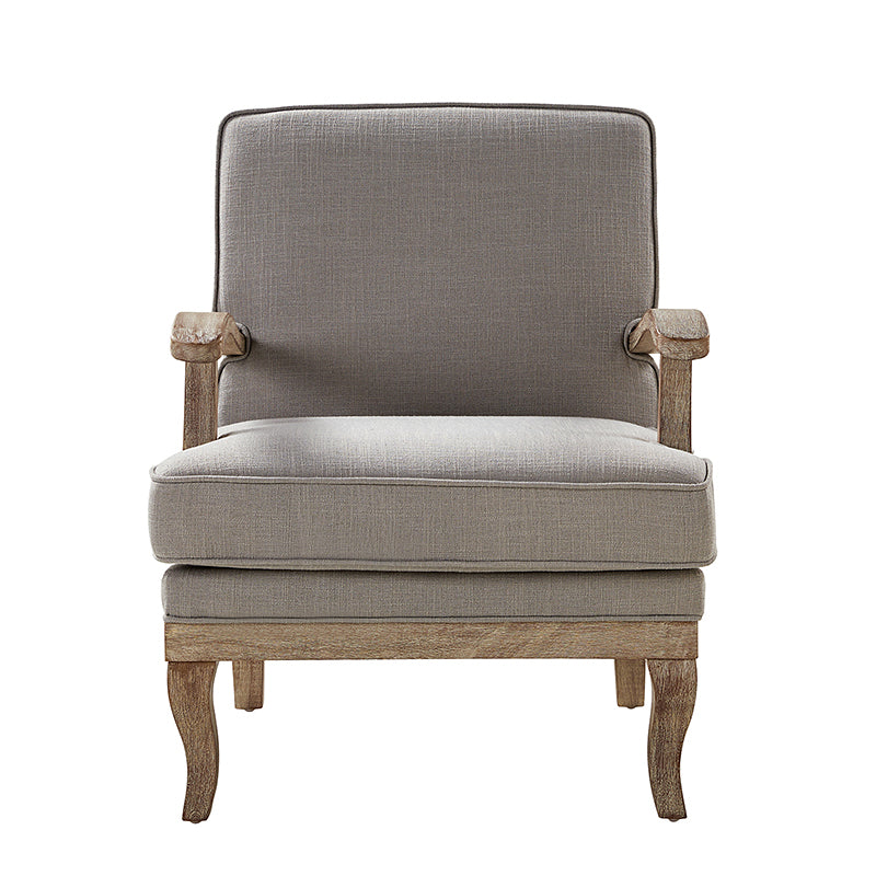Randolph Farmhouse Upholstered Accent Chair with Solid Wood Arms