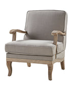 Randolph Farmhouse Upholstered Accent Chair with Solid Wood Arms