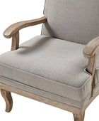 Randolph Farmhouse Upholstered Accent Chair with Solid Wood Arms