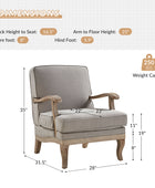 Randolph Farmhouse Upholstered Accent Chair with Solid Wood Arms