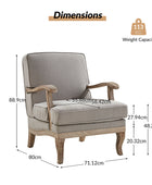 Randolph Farmhouse Upholstered Accent Chair with Solid Wood Arms