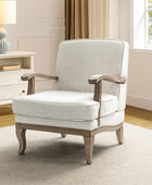 Randolph Farmhouse Upholstered Accent Chair with Solid Wood Arms