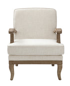 Randolph Farmhouse Upholstered Accent Chair with Solid Wood Arms