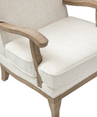 Randolph Farmhouse Upholstered Accent Chair with Solid Wood Arms