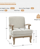 Randolph Farmhouse Upholstered Accent Chair with Solid Wood Arms