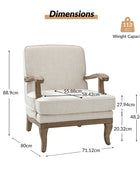 Randolph Farmhouse Upholstered Accent Chair with Solid Wood Arms