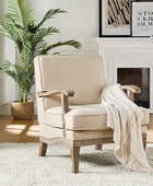 Randolph Farmhouse Upholstered Accent Chair with Solid Wood Arms