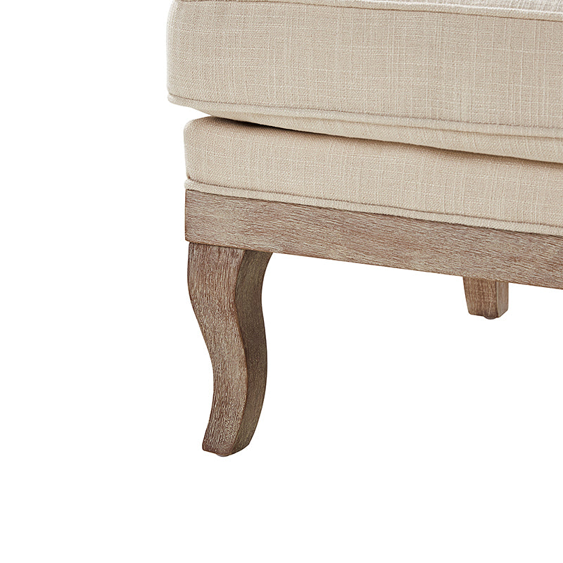 Randolph Farmhouse Upholstered Accent Chair with Solid Wood Arms