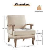 Randolph Farmhouse Upholstered Accent Chair with Solid Wood Arms