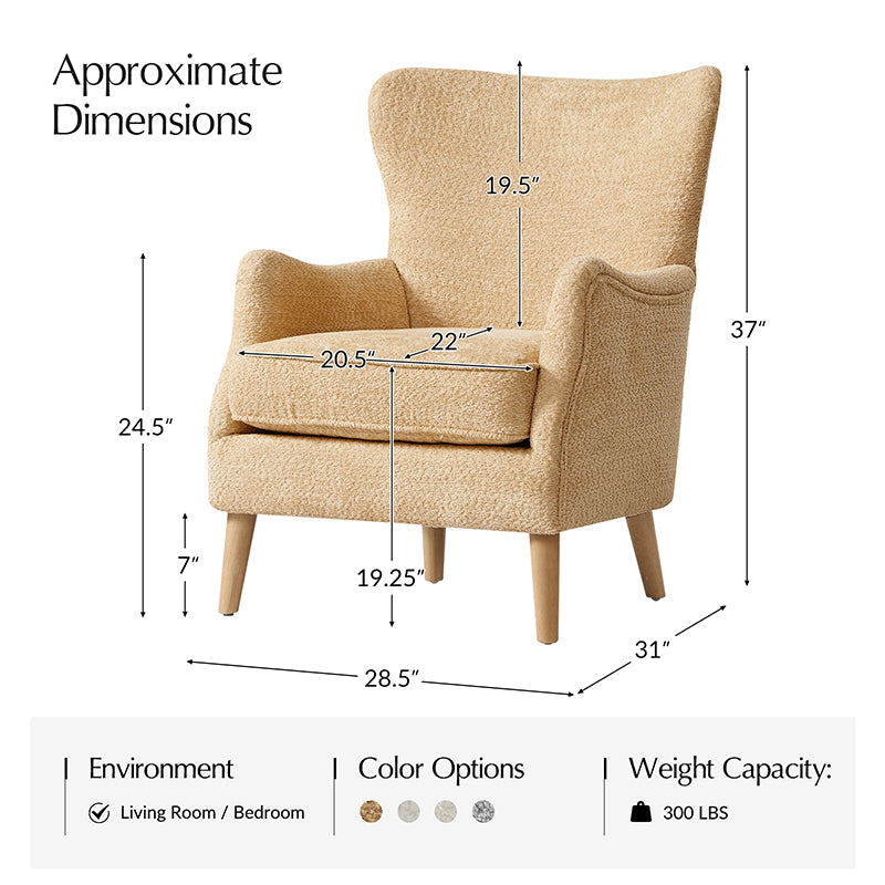 Dorothy Upholstered Armchair with Rubber Wood & Durable Legs
