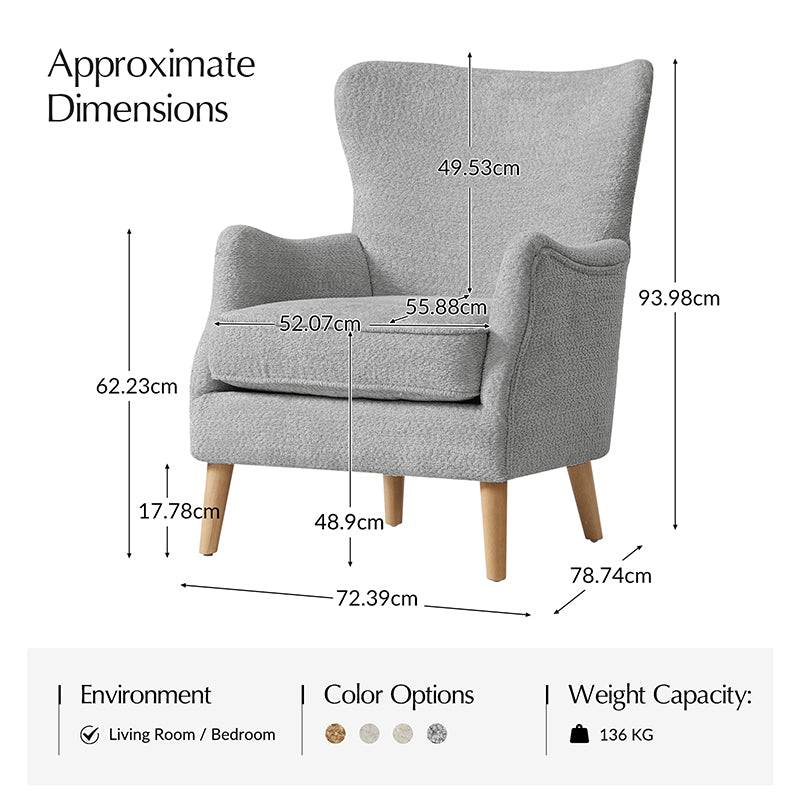Dorothy Upholstered Armchair with Rubber Wood & Durable Legs