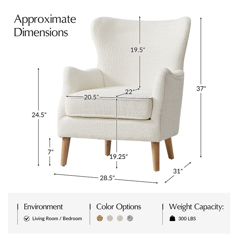 Dorothy Upholstered Armchair with Rubber Wood & Durable Legs