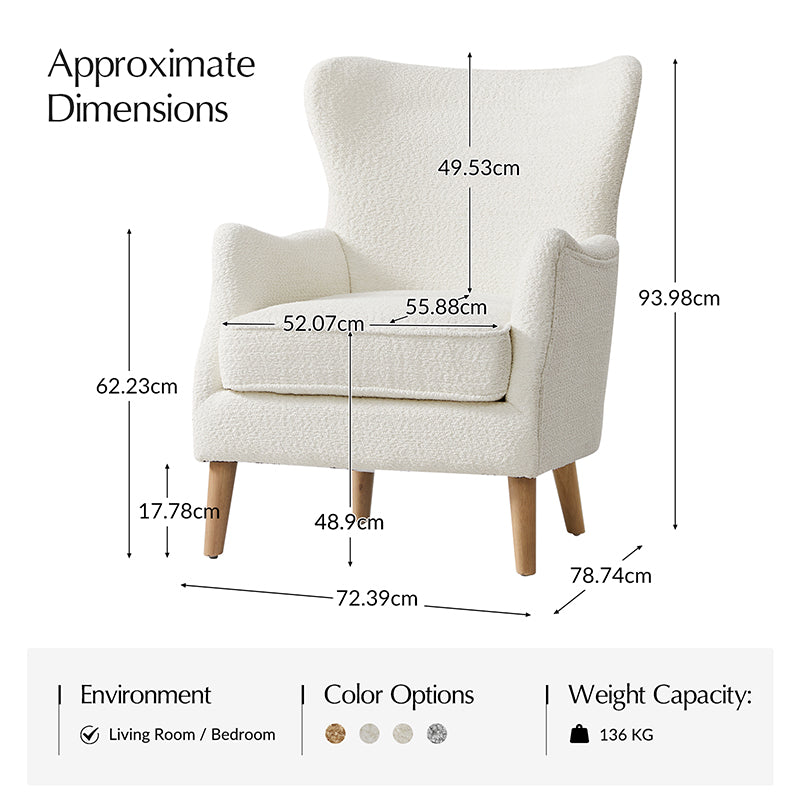 Dorothy Upholstered Armchair with Rubber Wood & Durable Legs
