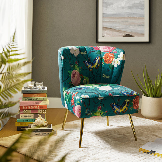 Coraline Elegant Comfort in a Wingback Floral Accent Chair