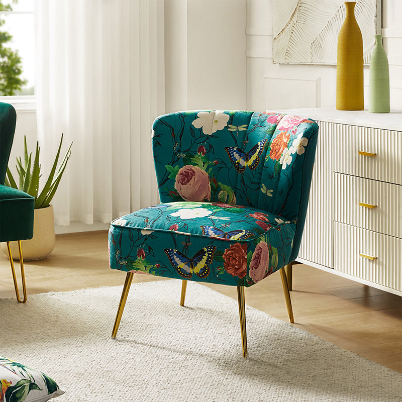 Coraline Elegant Comfort in a Wingback Floral Accent Chair