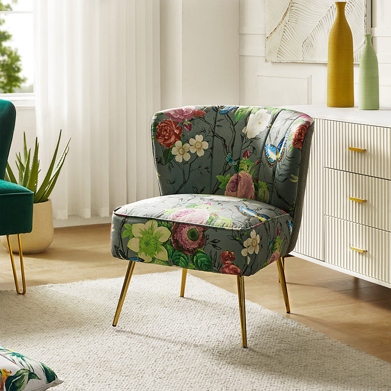 Coraline Elegant Comfort in a Wingback Floral Accent Chair