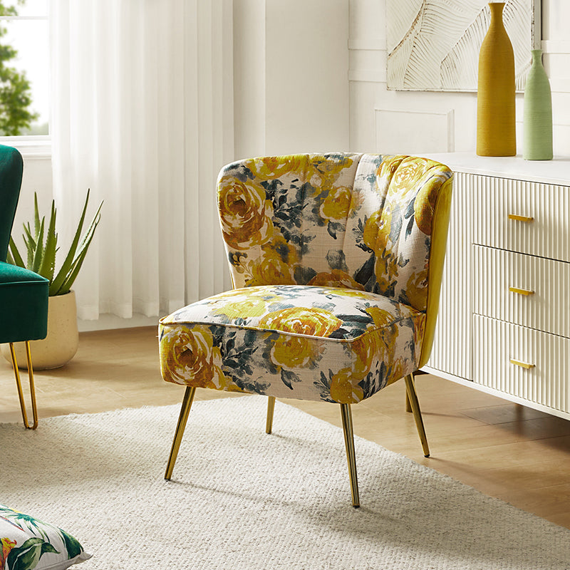 Coraline Elegant Comfort in a Wingback Floral Accent Chair