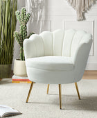 Evelia Velvet Scalloped Barrel Chair with Shell Shaped Back