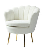 Evelia Velvet Scalloped Barrel Chair with Shell Shaped Back