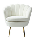 Evelia Velvet Scalloped Barrel Chair with Shell Shaped Back