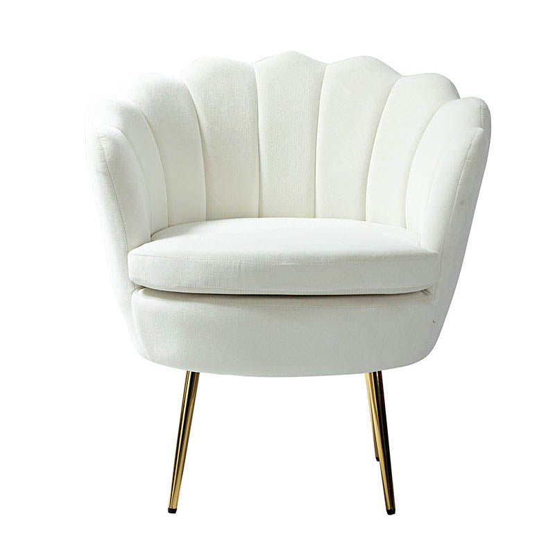 Evelia Velvet Scalloped Barrel Chair with Shell Shaped Back