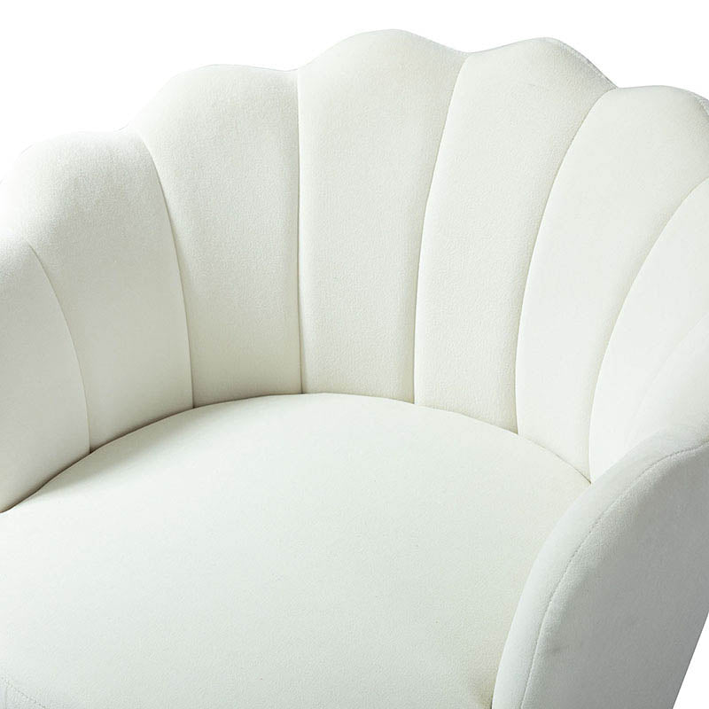 Evelia Velvet Scalloped Barrel Chair with Shell Shaped Back