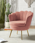 Evelia Velvet Scalloped Barrel Chair with Shell Shaped Back