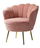 Evelia Velvet Scalloped Barrel Chair with Shell Shaped Back