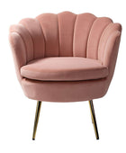 Evelia Velvet Scalloped Barrel Chair with Shell Shaped Back