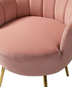 Evelia Velvet Scalloped Barrel Chair with Shell Shaped Back