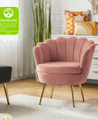 Evelia Velvet Scalloped Barrel Chair with Shell Shaped Back