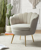 Evelia Velvet Scalloped Barrel Chair with Shell Shaped Back