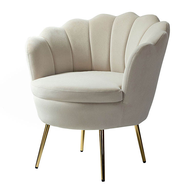 Evelia Velvet Scalloped Barrel Chair with Shell Shaped Back