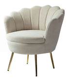 Evelia Velvet Scalloped Barrel Chair with Shell Shaped Back