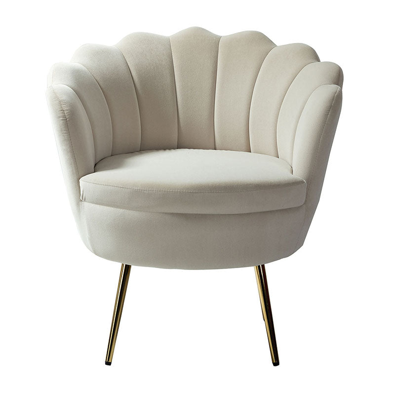 Evelia Velvet Scalloped Barrel Chair with Shell Shaped Back