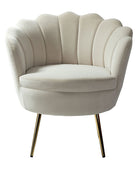 Evelia Velvet Scalloped Barrel Chair with Shell Shaped Back