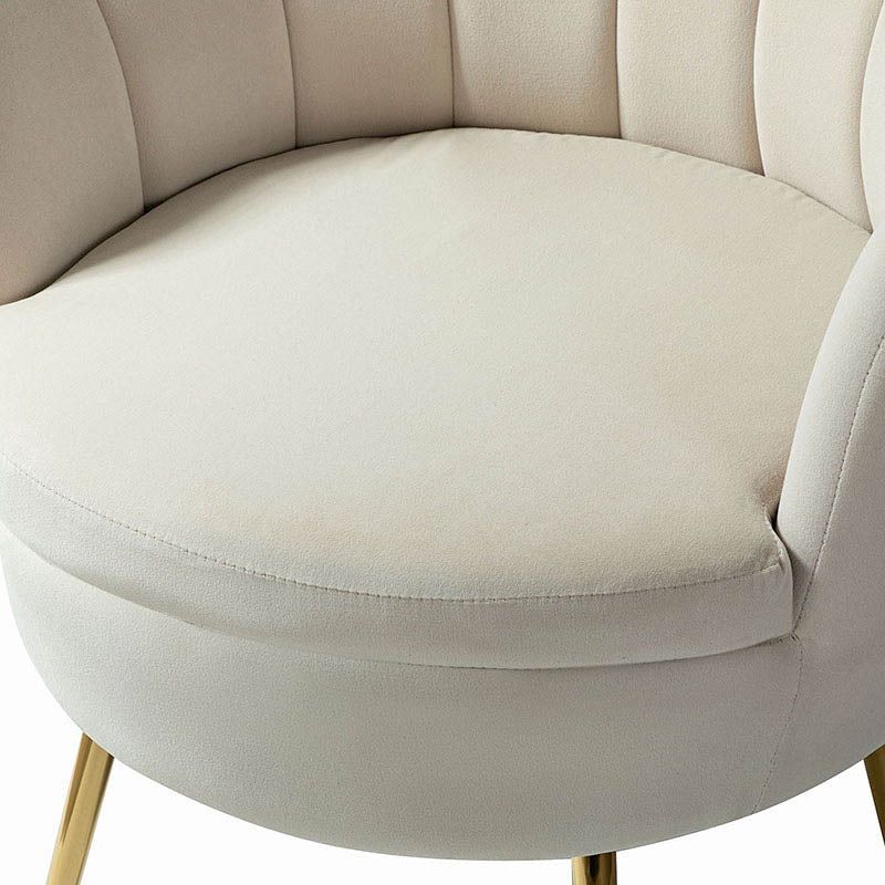 Evelia Velvet Scalloped Barrel Chair with Shell Shaped Back