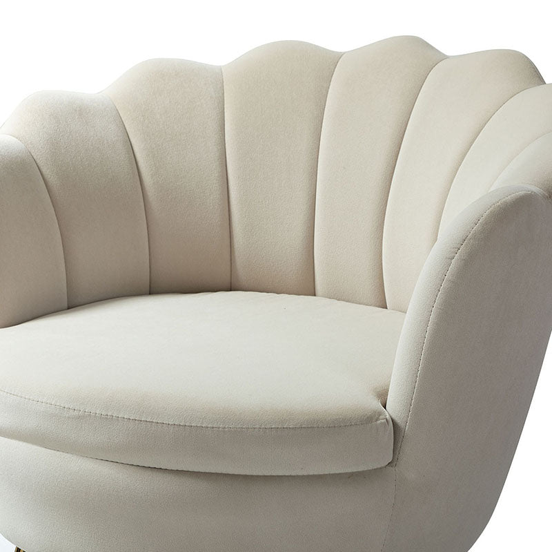 Evelia Velvet Scalloped Barrel Chair with Shell Shaped Back