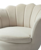 Evelia Velvet Scalloped Barrel Chair with Shell Shaped Back