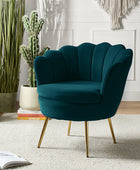 Evelia Velvet Scalloped Barrel Chair with Shell Shaped Back