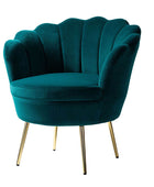 Evelia Velvet Scalloped Barrel Chair with Shell Shaped Back