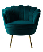 Evelia Velvet Scalloped Barrel Chair with Shell Shaped Back