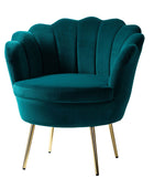 Evelia Velvet Scalloped Barrel Chair with Shell Shaped Back