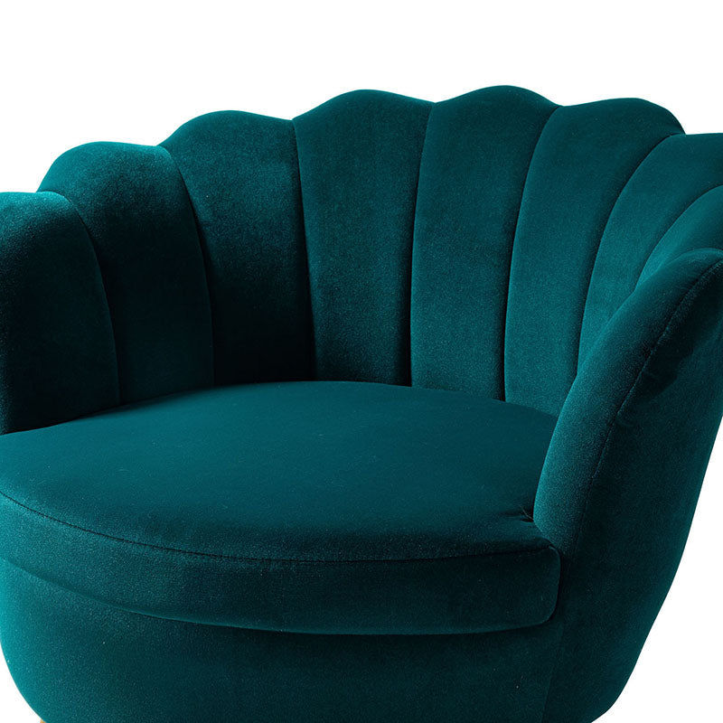 Evelia Velvet Scalloped Barrel Chair with Shell Shaped Back