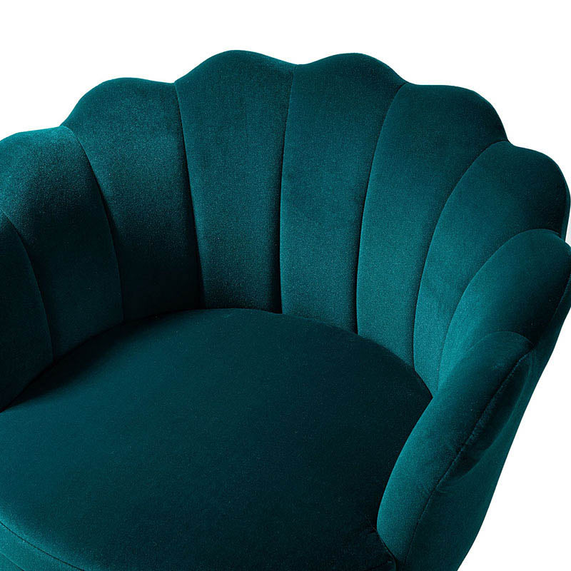 Evelia Velvet Scalloped Barrel Chair with Shell Shaped Back