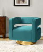 Agata Modern Velvet Swivel Barrel Armchair with 3D Curved Open Back