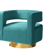 Agata Modern Velvet Swivel Barrel Armchair with 3D Curved Open Back