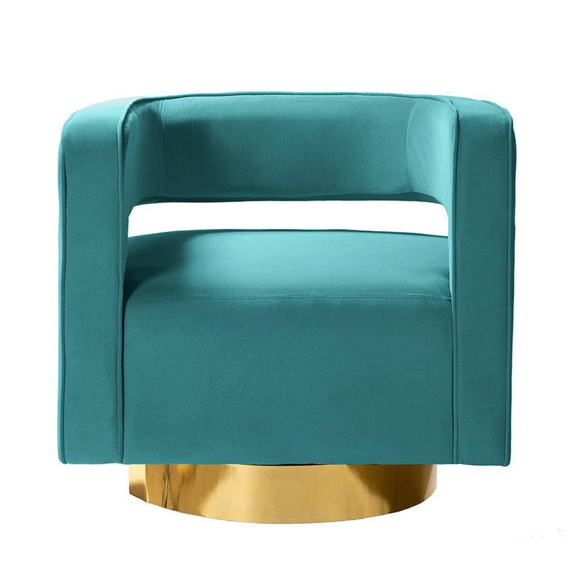 Agata Modern Velvet Swivel Barrel Armchair with 3D Curved Open Back