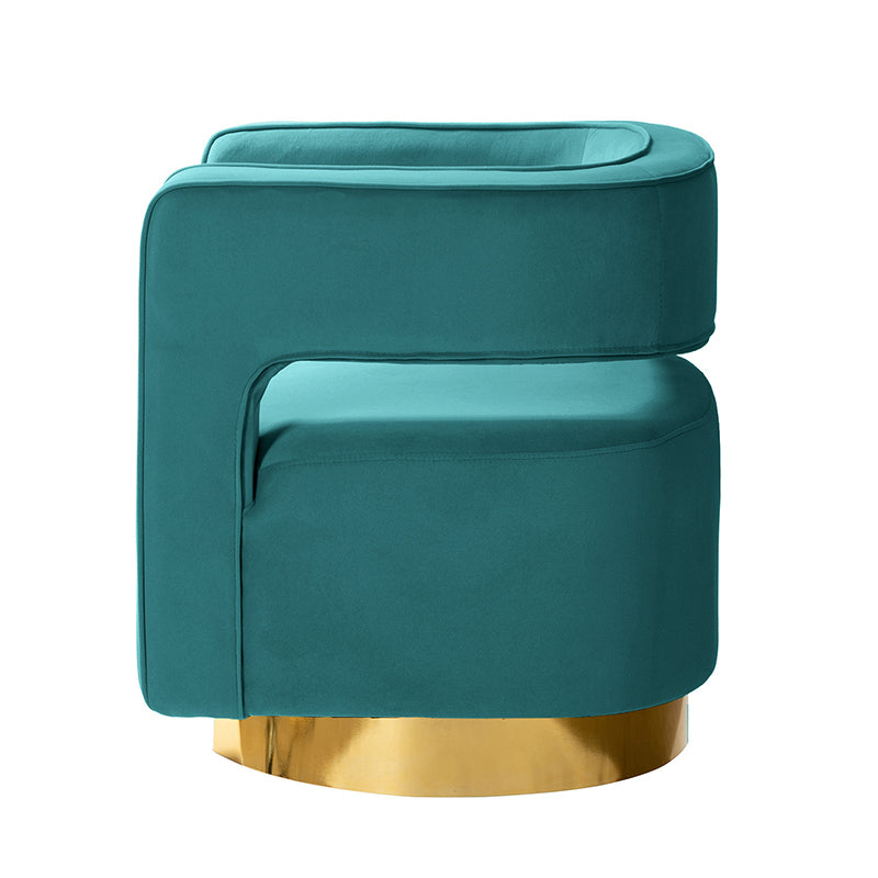 Agata Modern Velvet Swivel Barrel Armchair with 3D Curved Open Back