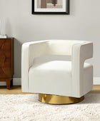 Agata Modern Velvet Swivel Barrel Armchair with 3D Curved Open Back